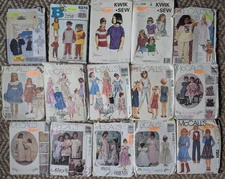 Lot of 15 Vintage Toddler Childrens Teens Sewing Patterns Kwik-Sew McCalls