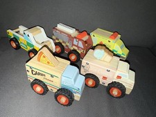 Little Town Official Timeless Toys Collection of 5 Wooden Trucks Pizza Ice-cream