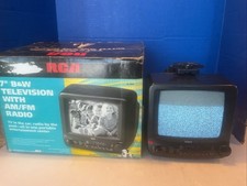 VTG RCA 16-3004 7" B W CRT TV AM/FM Radio Combo Retro Gaming Under Cabinet Boxed