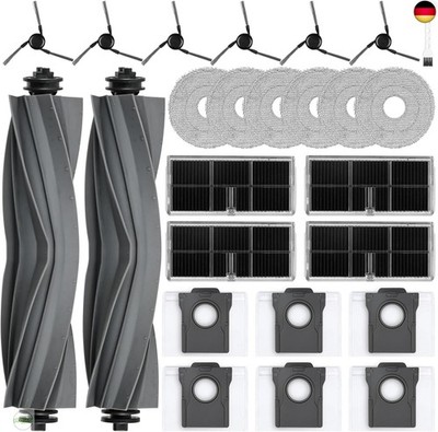 25 Stück Zubehörset für Mova E40 Ultra Saugroboter, 2 Hauptbürsten 6 Wis
