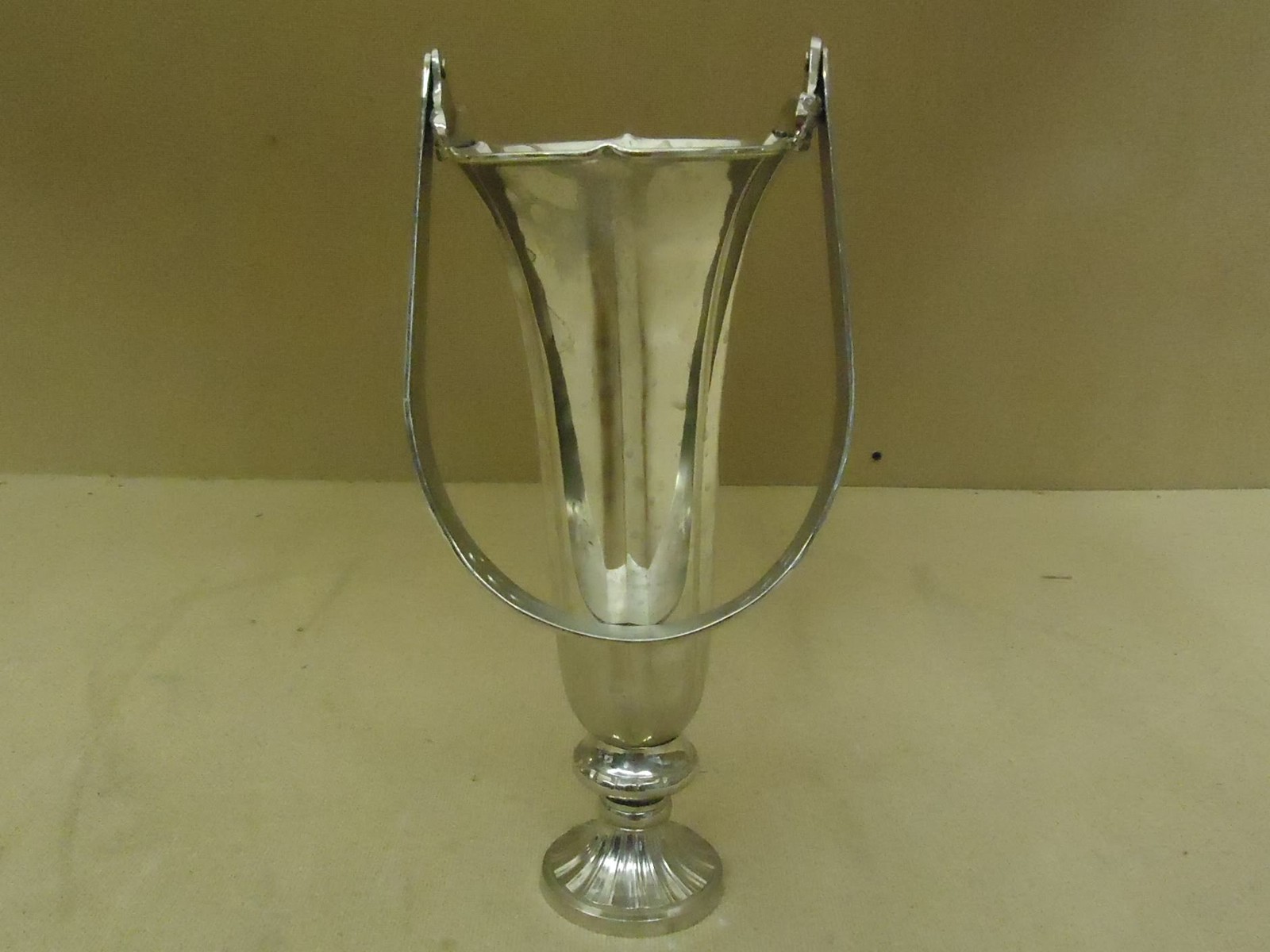 Designer Flower Vase Decorative 12in H x 5in D Chrome Traditional Handle Brass
