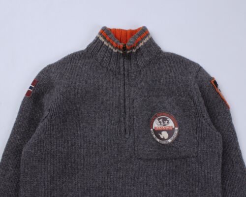 NAPAPIJRI Alaska Ski Patches Strick Wolle 1/4 Half Zip Sweater Pullover Gr. S - Bild 4 von 15