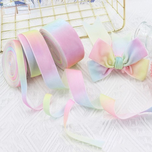 Cinta de terciopelo degradado arco iris borde tira de un lado correa DIY manualidades DE - Imagen 8 de 32