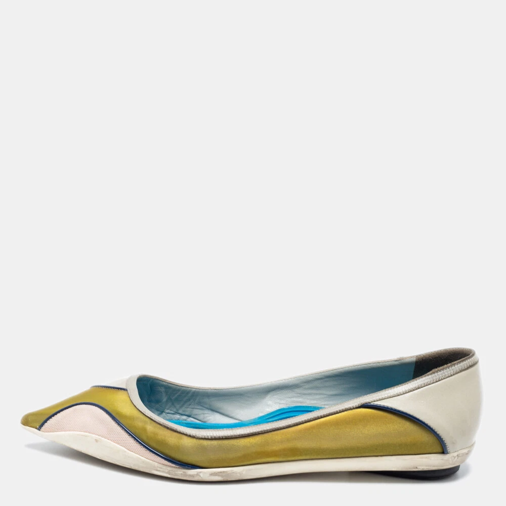 Ballet plat en tissu et cuir multicolore Dior taille 36