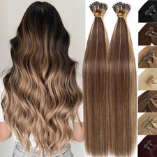 300PCS Nano Ring Beads Remy Human Hair Extensions Russian Micro Loop THICK Ombre