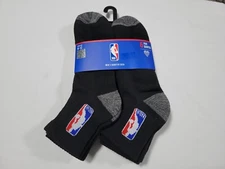 NBA Mens Quarter Sports Training Black Socks Polyester Official Licensed Apparel