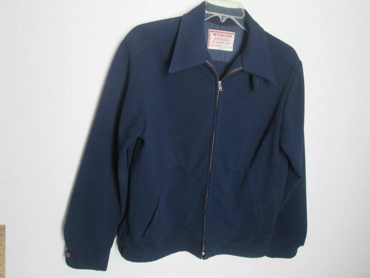 Vintage McGregor Drizzler Jacket  Double Knit Zepel Dark Navy Blue  Windbreaker