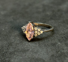 925 Sterling White Pink CZ Ring 13mm Sz 8 - 3.09g