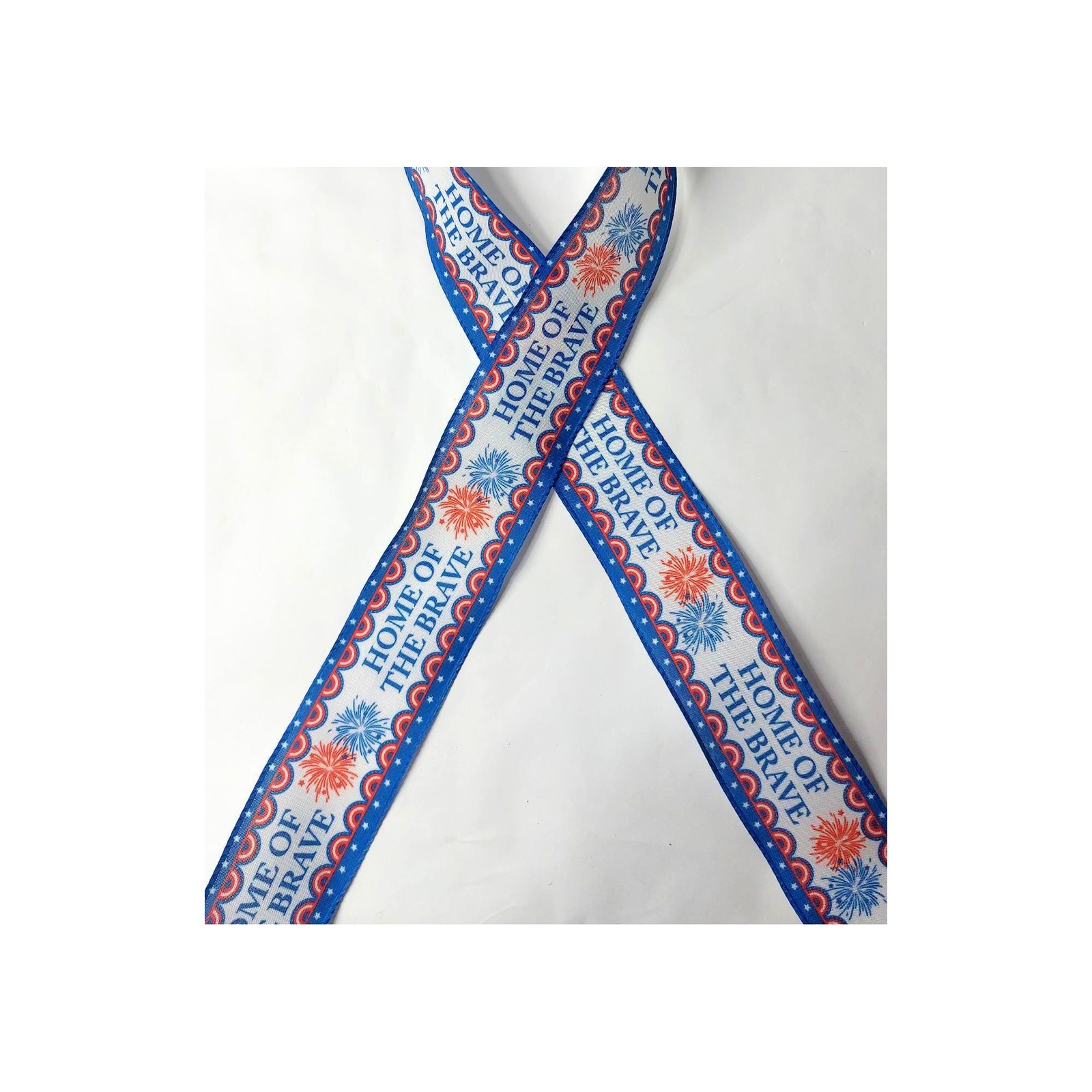 Home of Brave Ribbon, Patriotic, Red/Wht/Bl, Digital Print, Wired, 2.5 ...