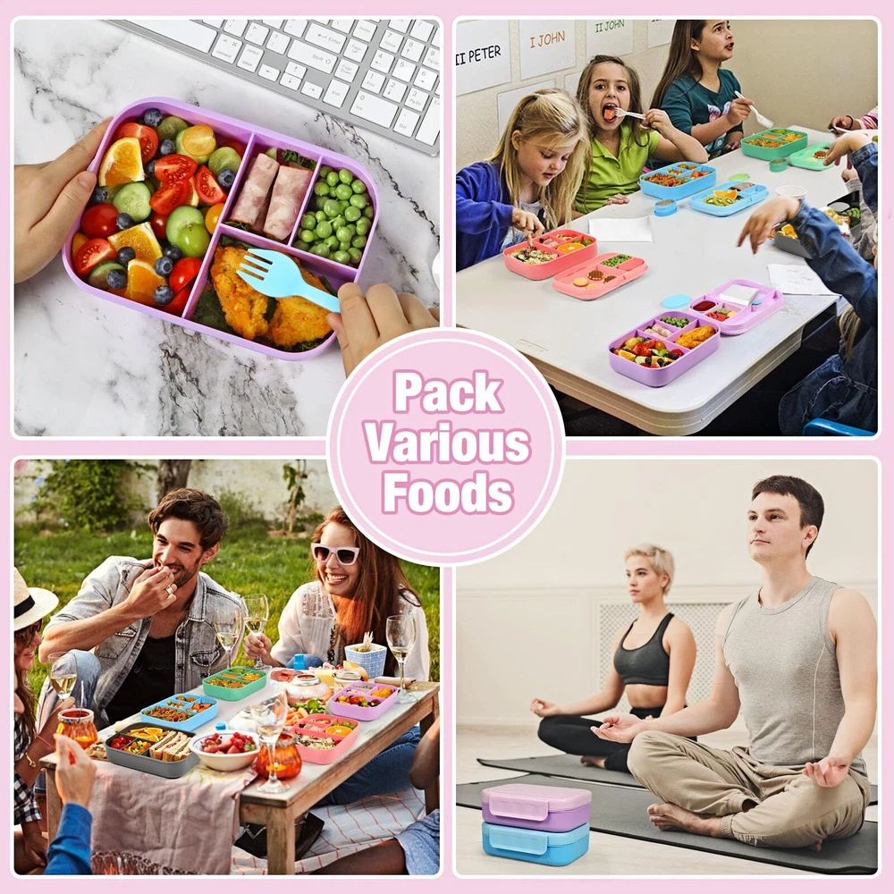 Stackable Leakproof Bento Lunch Box for Kids with Multiple Compartments