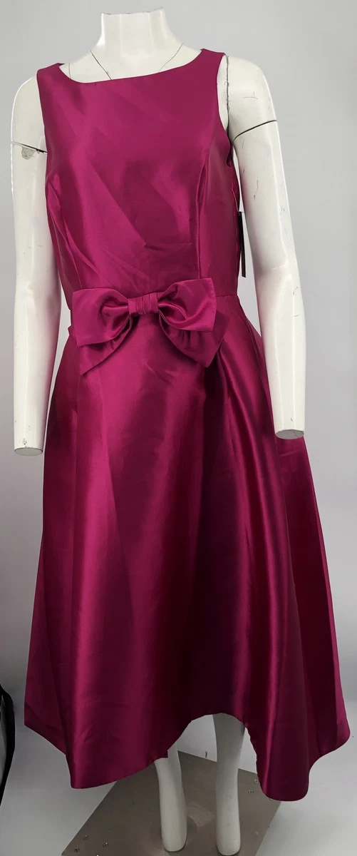 Tahari ASL Mikado Satin Bow Dress in Magenta sz 10 NWT eBay