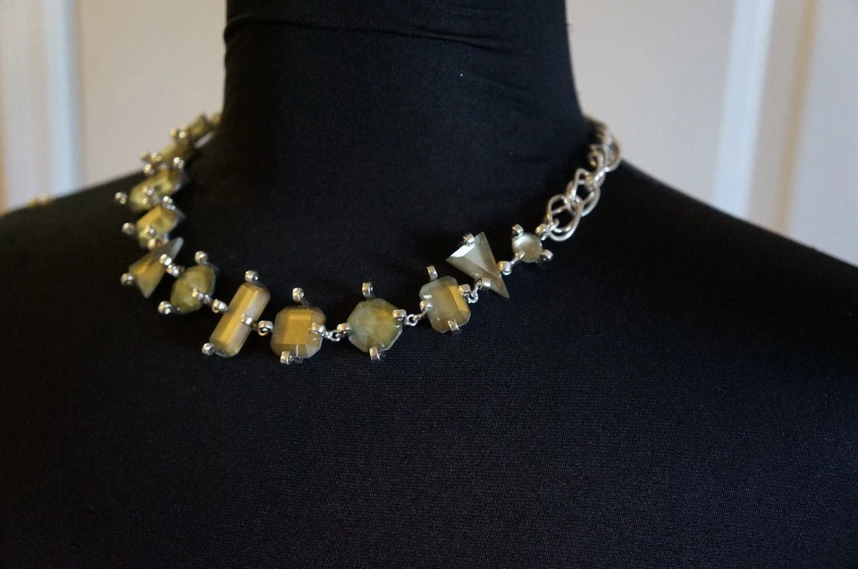 NUEVO Collar Erickson Beamon Rocks Lirio Dorado Plata Piedra Geométrica HARD2FIND Foto 3 de 4