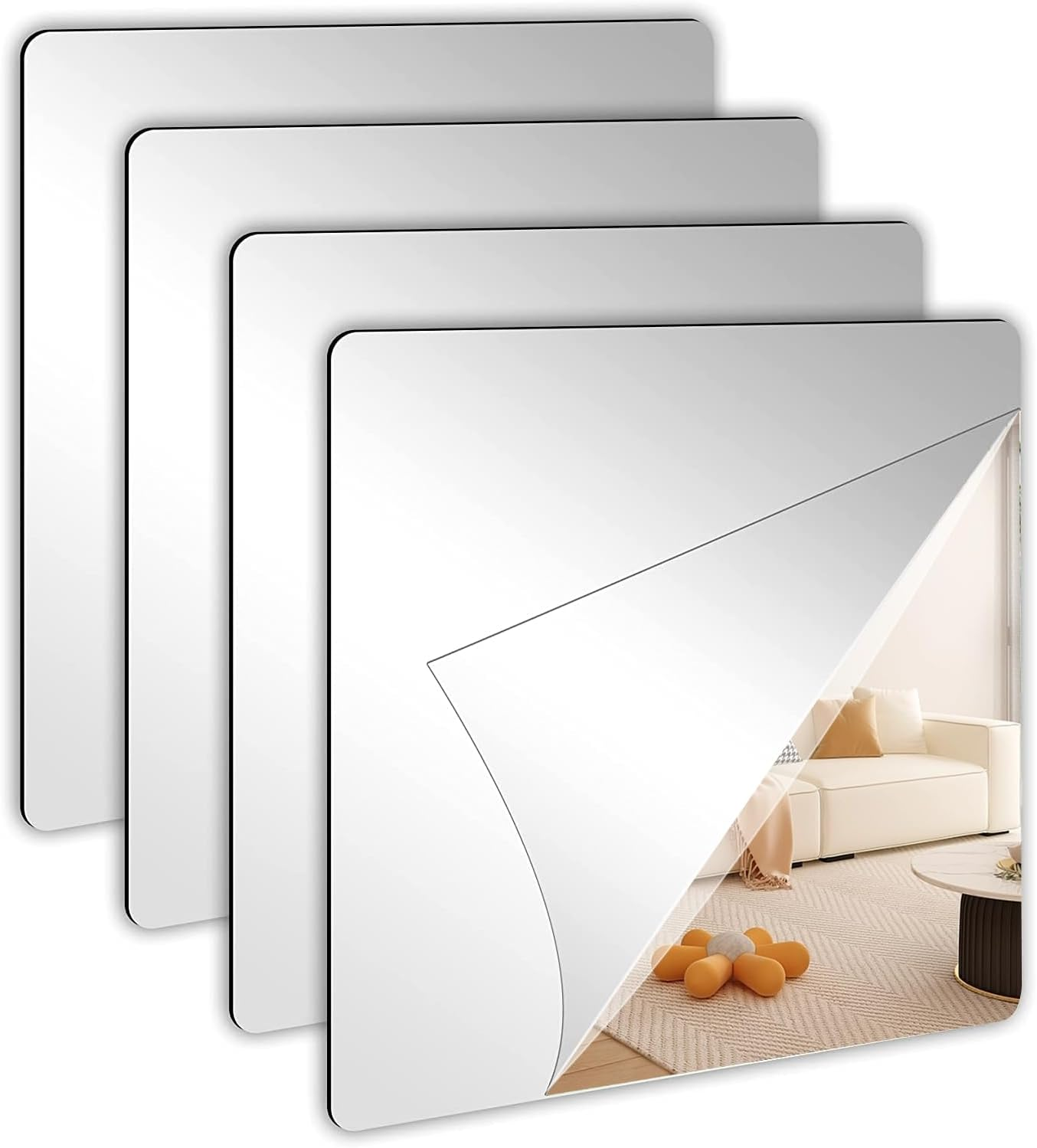 LIQWEI 70 Spiegelfliesen 5x5cm Selbstklebend - Acryl Mosaik | Für Wand, Badezimmer, DIY