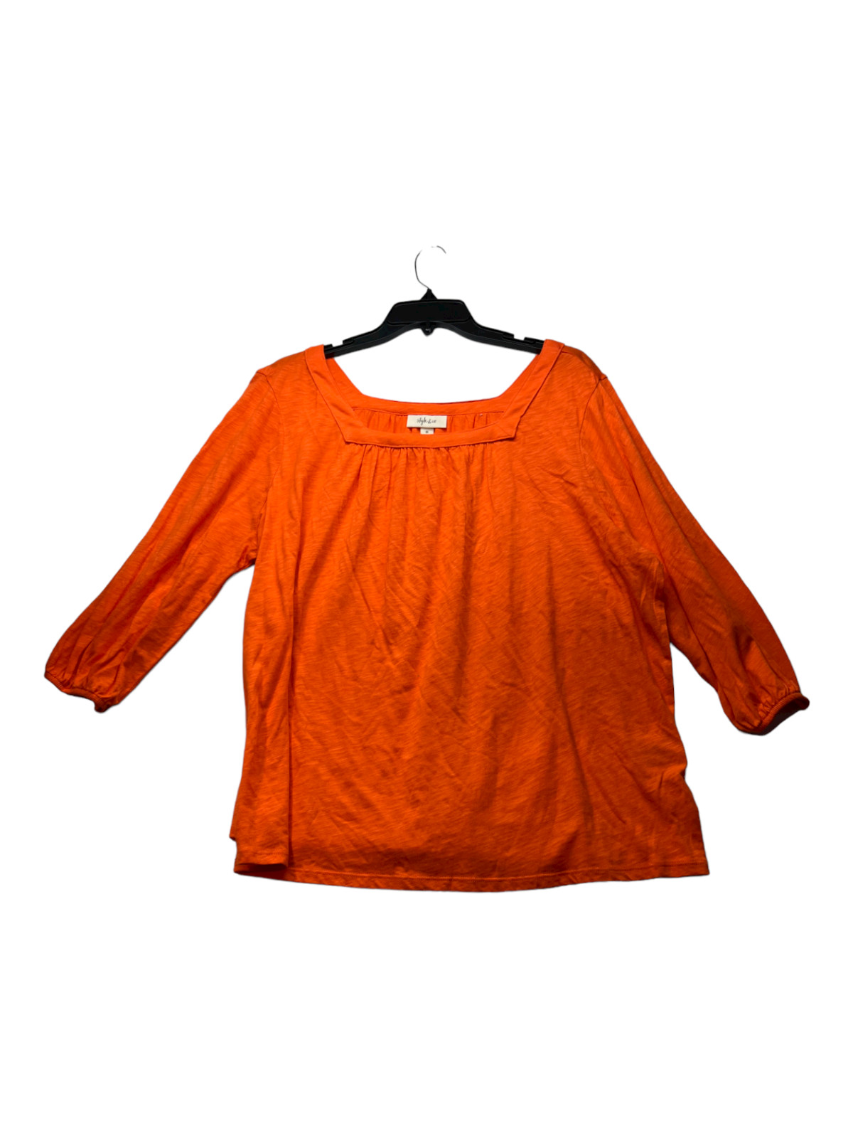 Style and Co Womens Blouse Orange Elastic Cuffs 3/4 Sleeve Top Plus 1X New
