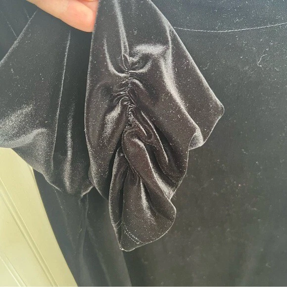 Платье-качели Susan Graver черное бархатное 3/4 собранные в рюш рукава женское размер большой - Изображение 4 из 4