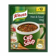 Taza de verduras agrias y calientes instantáneas Knorr una sopa con verduras reales lista en 1 minuto