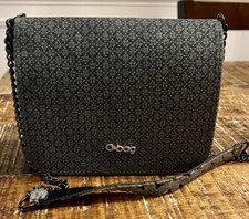 O Bag Italy borsa con patta e tracolla a catena grigio/blu