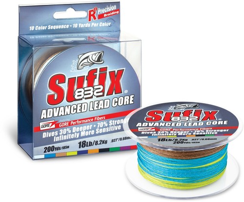 Sufix 658 Advanced #832 Lead Core Line 12 or 18 Lb NIP 200Yd Metered 10 Colors - Picture 2 of 6