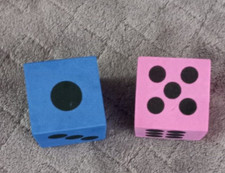Lot Of 2 Foam Dice Blue And Pink 1.5"