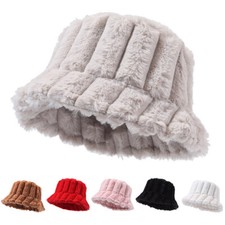 Cappello Secchiello Donna In Pelliccia Sintetica Invernale Lungo Bordo