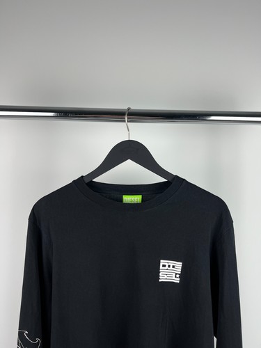Diesel Long Sleeve Black Graphic T-Shirt – Black – Size L – Streetwear Style - Picture 3 of 10