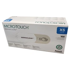 *100-Gloves* Ansell Micro-Touch Dermaclean PF Exam Gloves Latex X-Small 3180-1