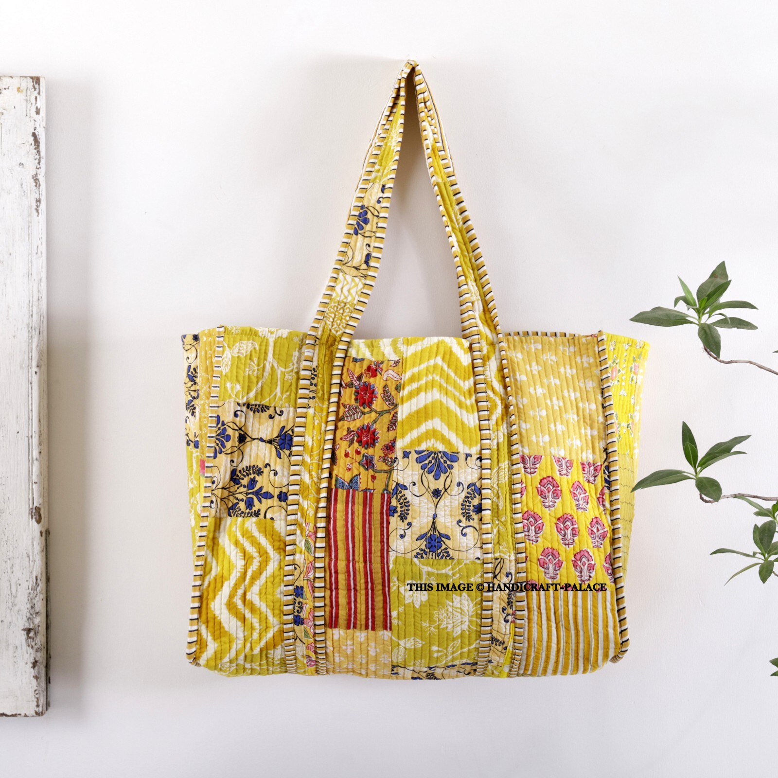 Acolchado Bolsa Bolso Bandolera Reversible Bolsa Amarillo Parche Hippie Bolso