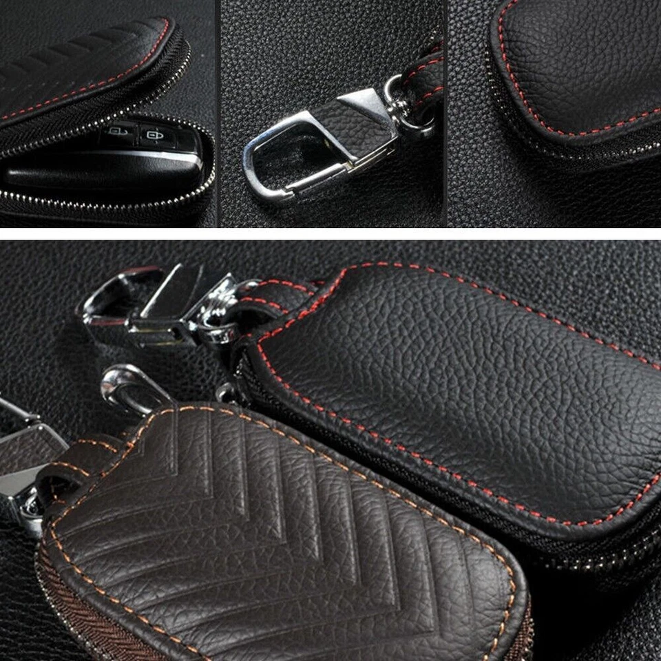 1PCS Exquisite Genuine Leather Car Key Cover Holder Key Bag Protector Universal Foto 4 de 4