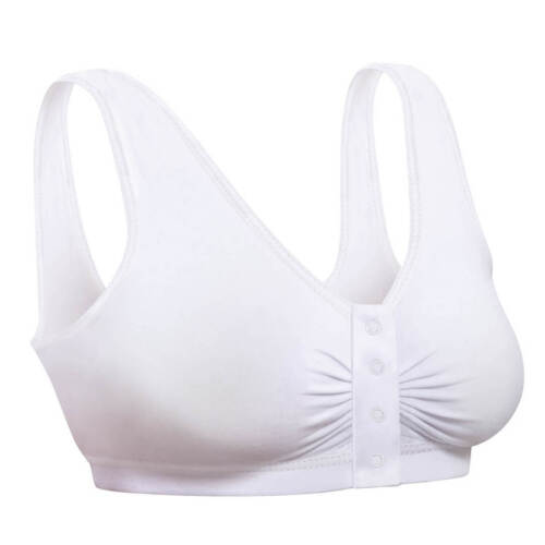 Snap Front Bra, White, 3XL