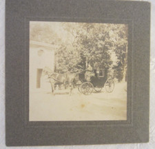 Small Cabinet Card Photograph-Horse-drawn Carriage-Stovepipe Hat