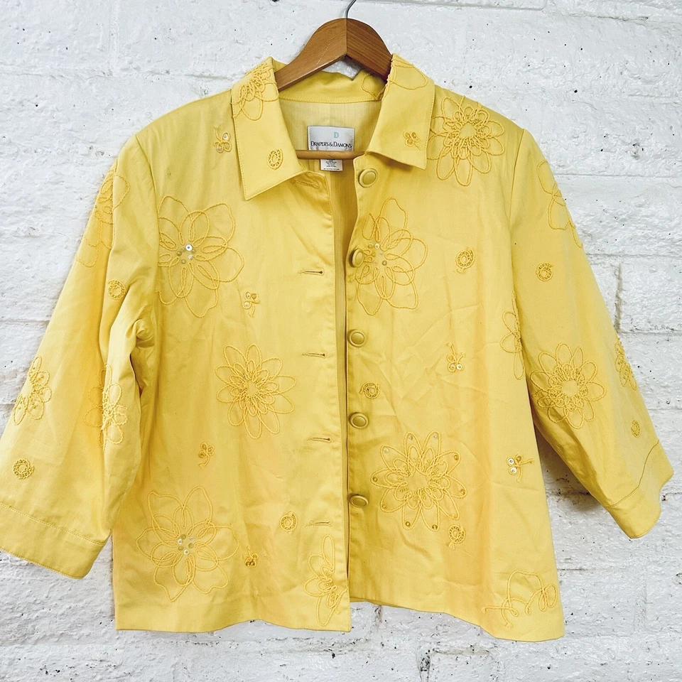Drapers & Damon Yellow Button Blazer Jacket Size  L - Изображение 3 из 4