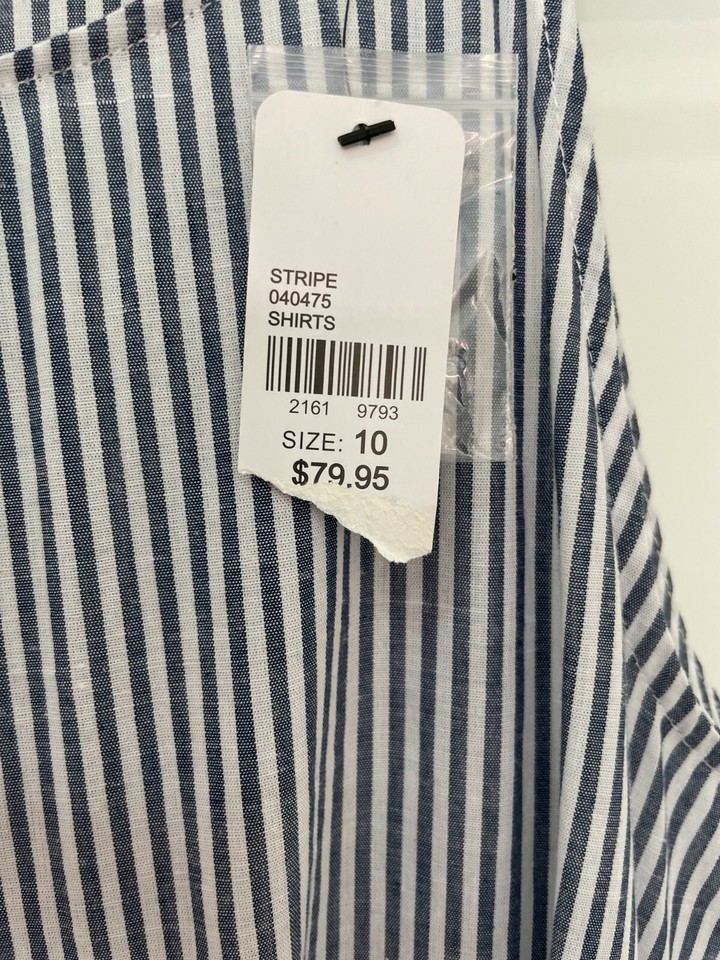 SPORTSGIRL TOP SZ10 BNWT WHITE/GREY STRIPED SPAGHETTI STRAP eBay