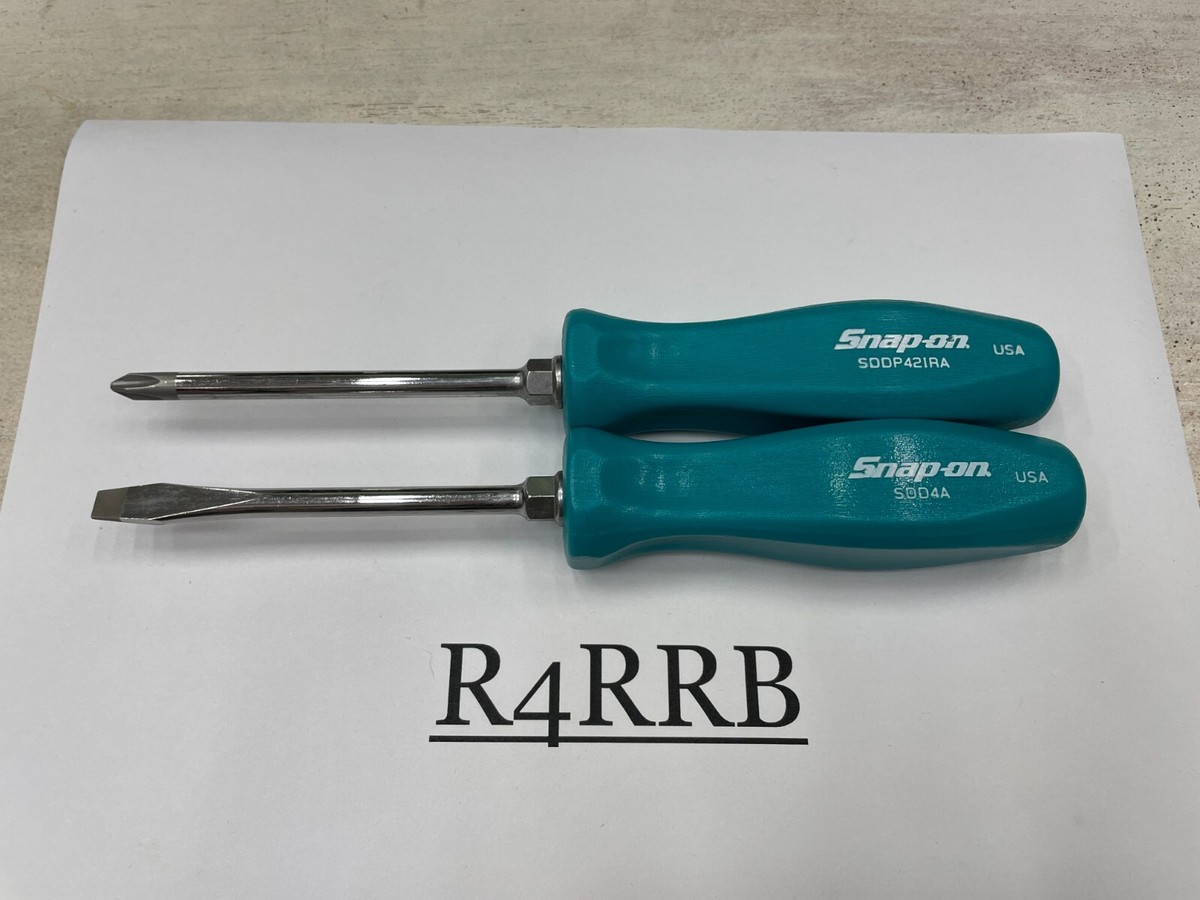 Snap-on Tools USA NEW 2pc TEAL Hard Handle Flat Phillips Head