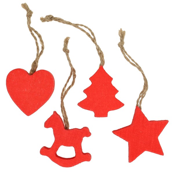 Holz-DekoanhäNger Weihnachten Herz Tanne Stern Schaukelpferd, 34 StüCk-image