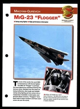 "MiG-23 FLOGGER" Swing Wing Fighter War Plane Aircraft of World Spec Sheet 5.38