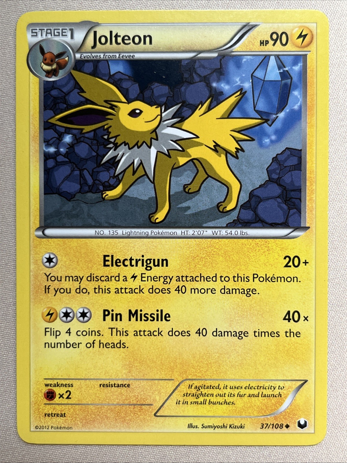 Pokemon Card - Jolteon - Regular - Uncommon (37/108) BW Dark Explorers *VLP*
