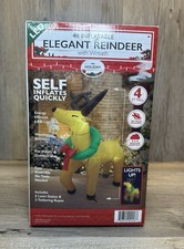 4-Foot Inflatable Elegant Reindeer With Wreath LED Light Up Outdoor/Indoor