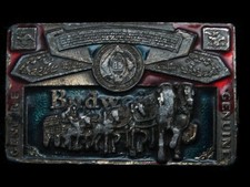 LK13134 VINTAGE 1982 GENUINE BUDWEISER CLYDESDALES BEER BELT BUCKLE