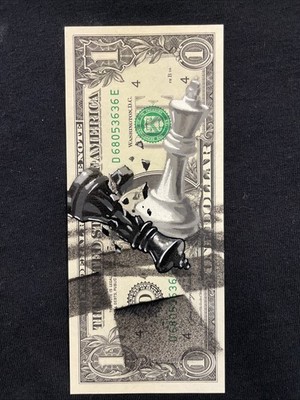 Checkmate The Game Of Life  1 Dollar Bill painting Graffiti Art Street Art