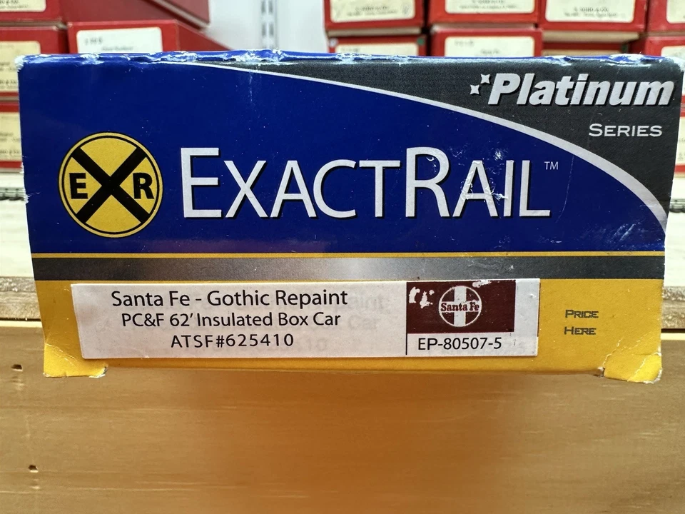 Exactrail Platinum Santa Fe Gothic Repaint PC&F 62’ Insulated Boxcar #625410 NOS - Image 2 of 2