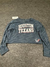 Houston Texans Crop Shirt Top Womens Large Blue NFL Team Apparel Football Sports