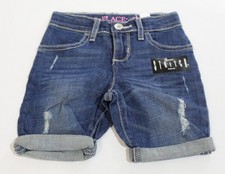 The Children's Place Girl's Distressed Denim Skimmer Shorts AC2 Blue Size 10