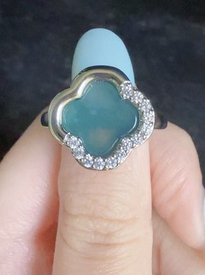 Natural sky blue jadeite gourd ring