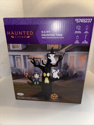 GEMMY Haunted Living 9.5 Ft HAUNTED TREE W/ Ghost Witch Cat Airblown  Inflatable