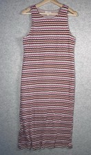 Loft Striped Knit Midi Tank Dress Stretch Lined Medium Sleeveless