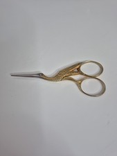 Vintage Embroidery Scissors  Stork Crane Sewing 3.5&rdquo; Made In Pakistan Gold Tone