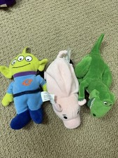 Set of 3 Disney Store 7  Mini Bean Bag Toy Story: Hamm, Rex,  Alien New W/Tags