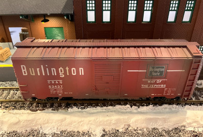 ACCURAIL HO SCALE CB&Q BOX CAR ASSEMBLED & WEATHERED - Route # 63437