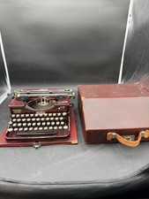 Vtg 1930s Royal Model P Manual Portable Typewriter Red Duotone W/ Case