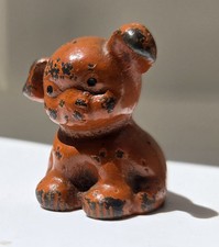Antique Hubley Cast Iron Orange Puppy Dog Figurine Miniature 1.5  Paperweight